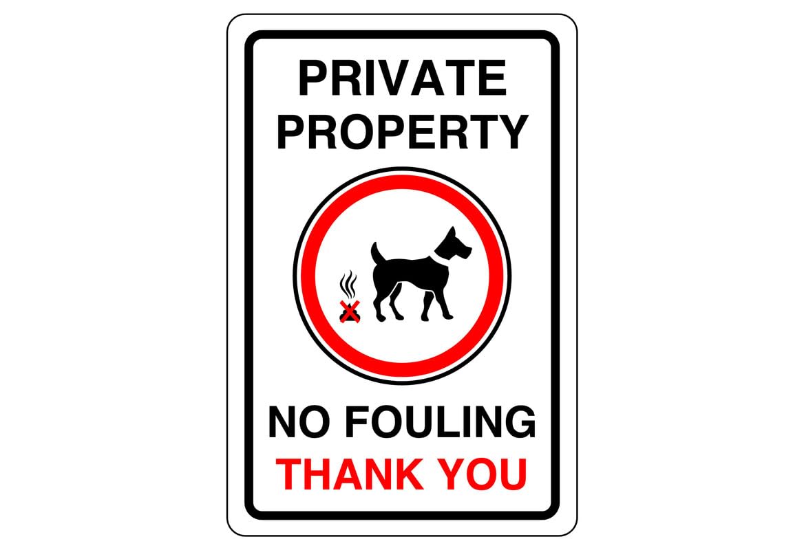 Safety First Display Ltd White/Black Private Property No Fouling Thank You - 1.2Mm Rigid Plastic For Indoor/Outdoor Usage (300Mm X 200Mm) Viewing Distance Within 7M.