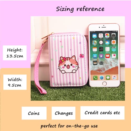 Image of AACKS Little Girls Coin Purse Kids Small Wallet for Teens Women Mini Coin Pouches with Strap Cute Cartoon Card Holder Cat Kitty Panda Unicorn