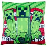 🟩 Diseño inspirado en Minee craaft – Cojín con ilustraciones pixeladas de Creepers y personajes del videojuego más popular.