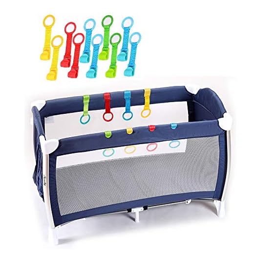 Rovtop 10 Packs Anillas para Cunas y Parques - Ayuda a Su Bebe a Ponerse de Pie Facilmente (Diámetro Máximo del Anillo de Mano de 9CM) (Diámetro 9cm)