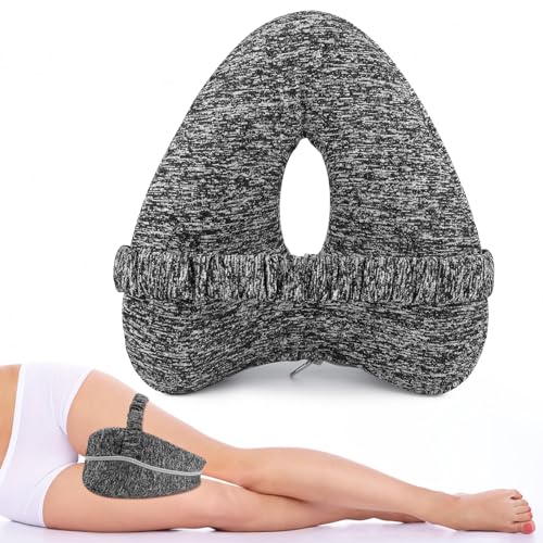 Almohada de rodilla para dormir de lado, almohada ortopédica para piernas, almohada ergonómica con cinturón, almohada de espuma viscoelástica, almohada de embarazo para apoyar piernas, rodillas y