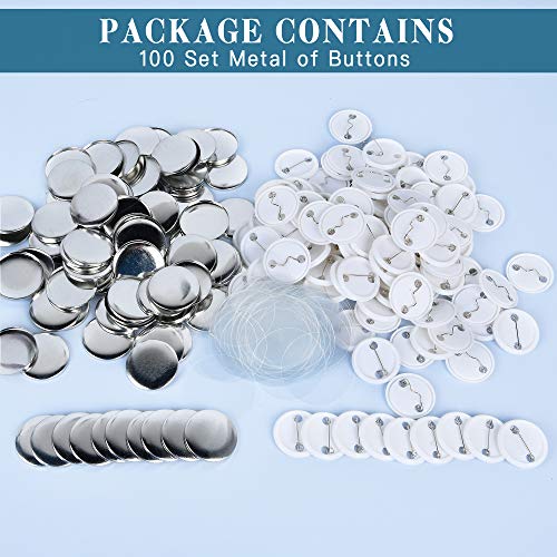 Akamino 100 Pieces Blank Badge Button Parts for Button Making Machine - Metal Shells and Plastic Base Components, Badge Making Supplies for DIY Arts Crafts Gifts Souvenirs - Thumbnail 4