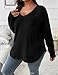 Koscacy Plus Size Clothes for Women Sexy V Neck Tops Fall Shirts Black Long Sleeve Shirt Cute Outfits Streetwear Casual Knit Sweater 3XL