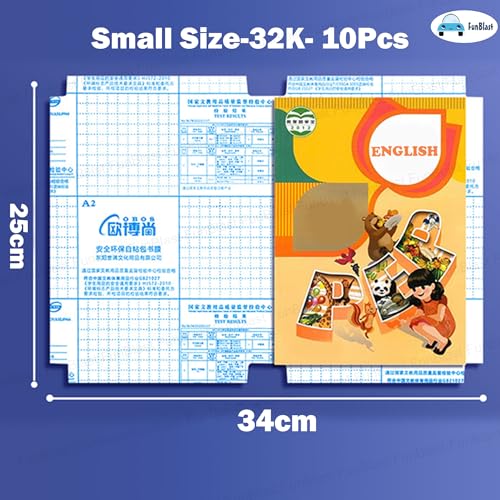 Image of FunBlast Transparent Sticker Book Cover Film - 32K Size -10 Each, Book Biding Cover, Waterproof School Textbook Protective Case Cover, Cut Self-Adhesive Book Cover Sticker (Transparent, 32K)