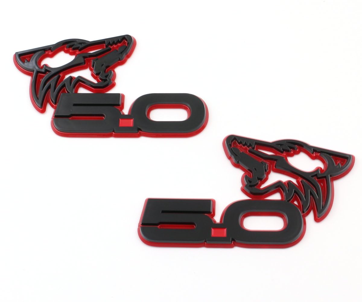 Pair Custom Coyote 5.0 Emblems Door Left Right 3D Badge Compatible with Mustang F150,Universal Car Vehicle, Truck (Black Red)