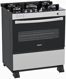 Fogao 5 Bocas Venax Picasso Vitreo Inox Gas Glp