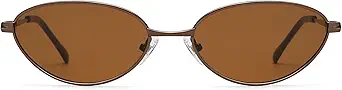 Retro Oval Cat Eye Sunglasses for Women, Vintage Metal Frame with Spring Hinge, Trendy Fashion Glasses AP3730