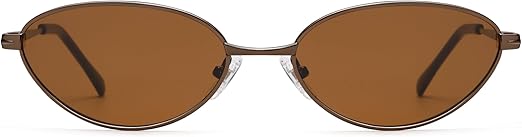 Retro Oval Cat Eye Sunglasses for Women, Vintage Metal Frame with Spring Hinge, Trendy Fashion Glasses AP3730
