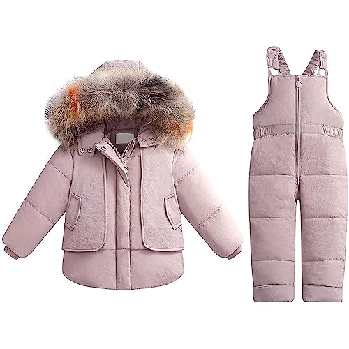 Baby Boys Girls Snowsuit Winter Clothes Set 2-Piece Toddler Kids Snow Jacket Pants Suits Infant Cute Windproof Coats