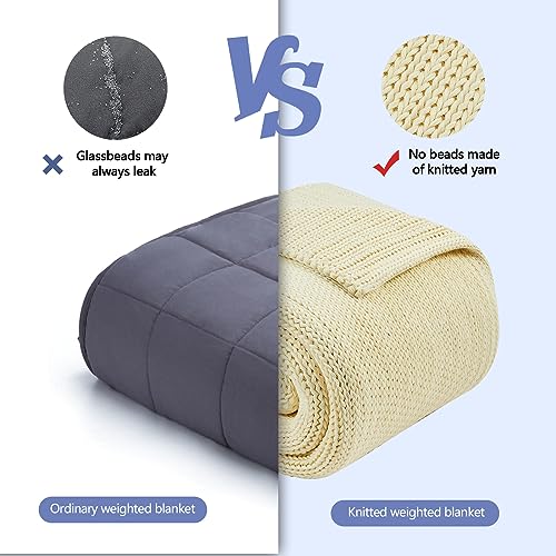 L'AGRATY Knitted Weighted Blanket - 50"x60", 10lbs Cooling Chunky Knit, Braided Crochet Throw with Thick Cable Yarn, Machine Washable