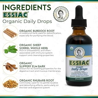 Essiac Original Tea USDA Organic Daily Drops for Enhanced Lymphatic Drainage and Immune Support | Alcohol Free Concentrated Formula | 2oz (59ml)