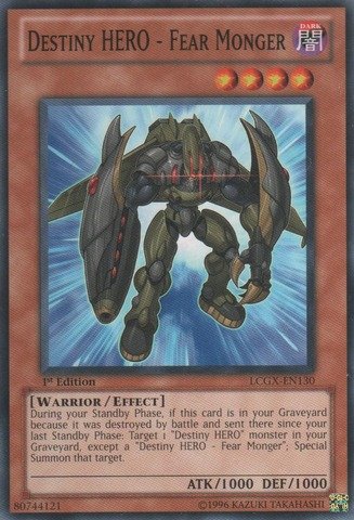 YU-GI-OH! - Destiny Hero - Fear Monger (LCGX-EN130) - Colección Legendaria 2 - Edición ilimitada - Común