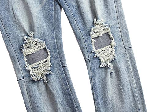 Men's Stretch Ripped Distressed Denim Jeans with Side Zippers3