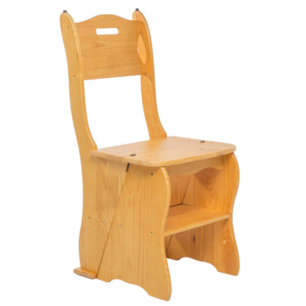 Chaise pliante en bois massif transformable en échelle 4 marches 34x40x86cm