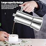ZIZEV 6 Cup Stovetop Maker Pot Italian Coffee Maker with 304 Stainless Steel for Induction Gas Electric Stoves Home Party Camping,6 Cups, Induction Gas Stove Compatible - Image 4