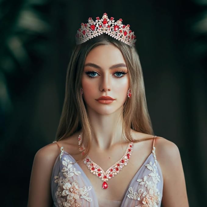 Miniatura 5 de Kamirola - Corona de reina y tiara corona de princesa para mujeres y niñas, diademas de cristal para novias, disfraces góticos de Halloween para