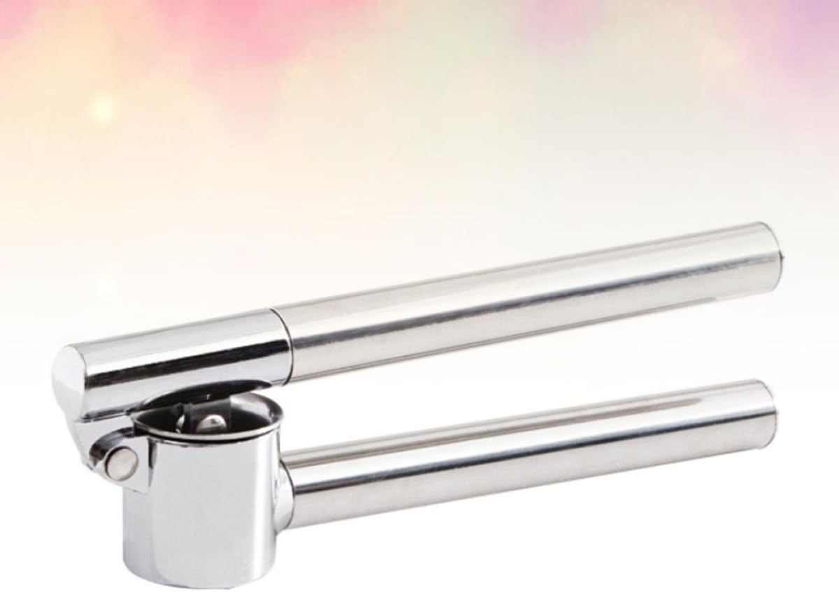 Stainless Steel Manual Garlic Press Long Handle Garlic Mincer and Slicer Crusher for Kitchen Compact Easy Storage Multifunctional for Ginger and Nuts