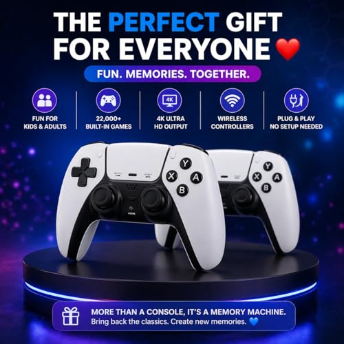 Casaquin GS5 Pro 4K Retro Video Game Console for TV | 22,000+ Built-in Games | 23 Emulators | Plug & Play Gaming Stick | Dual Wireless Controllers | 4K Ultra HD HDMI Game Console for Kids & Adults 5 51a1RfN ToL