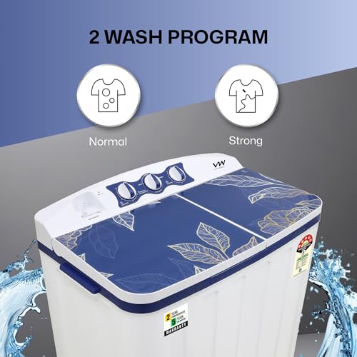 Image of VW 7.5 kg 5 Star Pure Wash with Toughened Glass Semi Automatic Top Load Washing Machine PureWash0075G (White)