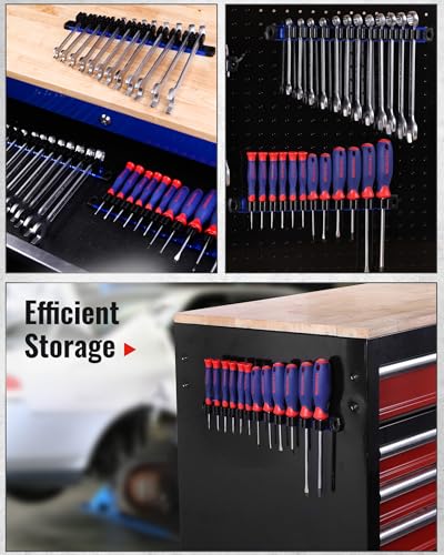 Image of WORKPRO Magnetic Screwdriver and Wrench Organizer Set, 12-Slot Tool Holder | Aluminum Rail, Magnetic Force, Flexible High-Tension Tool Clips, For Tool Box Drawer & Wall-Mount Storage