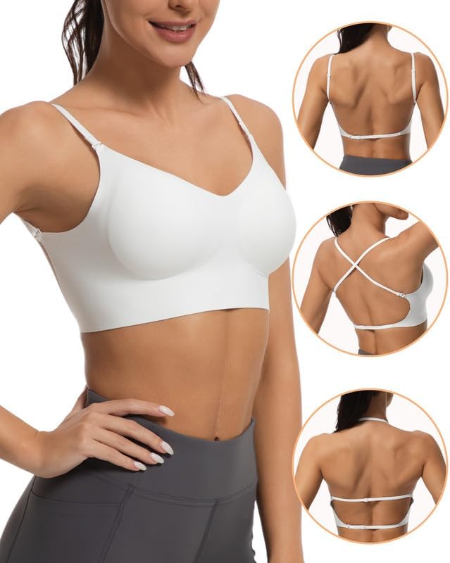Low Back Push Up Bra Seamless Wirefree Comfort Padded Bralette Backless Convertible Support Bras - Image 3