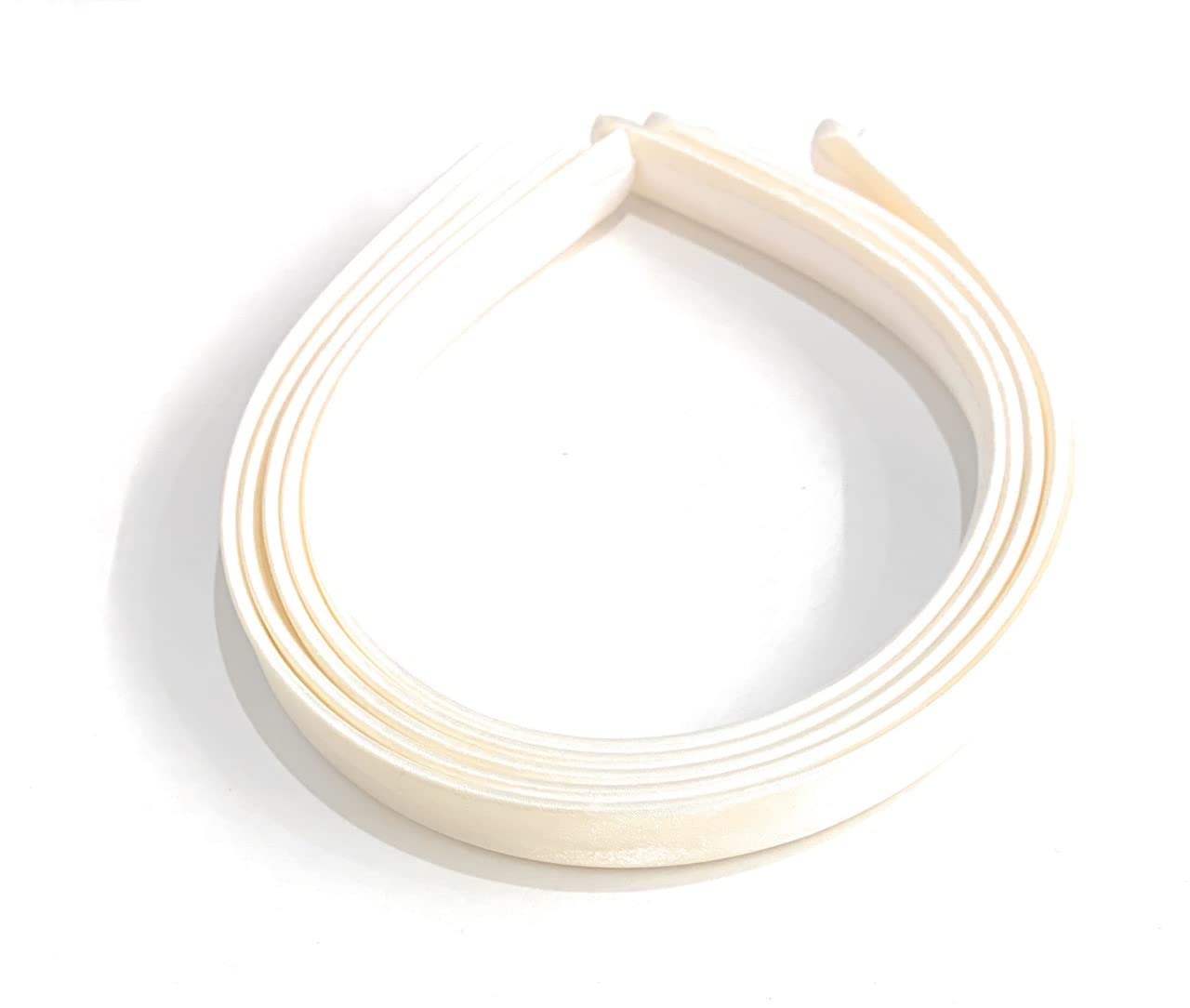 5 x 15mm Thick Plain Satin Headbands Pack School Girls Alice Hair Band DIY Headband Set UK (Ivory Cream), 5 count (Pack of 1)