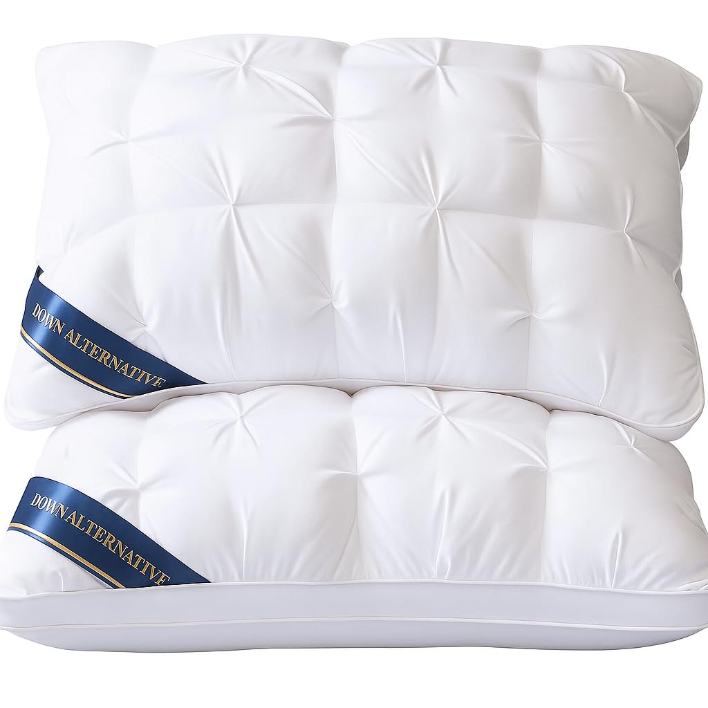 RAMNATH Luxury Hotel Collection Bed Pillows for Sleeping – Set of 2, Soft & Supportive, Premium Plush Microfiber Fill, Breathable Hypoallergenic Cotton Cover – Queen Size Pillows Sleepers.-image-9