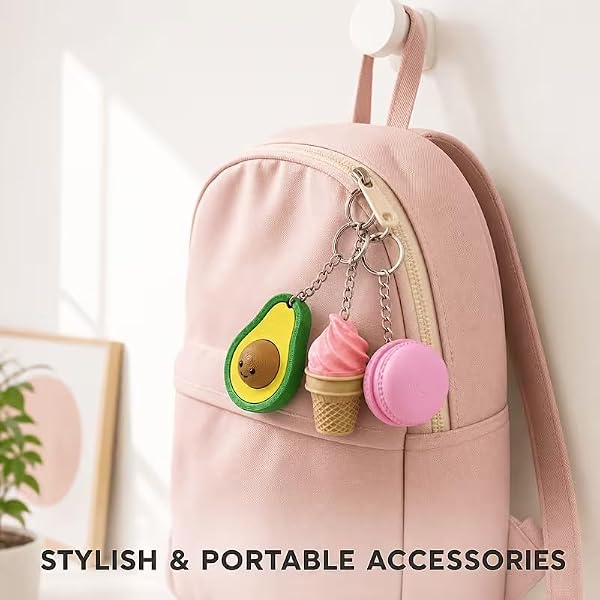 15 PCS 3D Printed Food Fidget Clicker Keychain Set | Cute Egg, Toast, Dumpling, Waffle, Mushroom, Coffee, Avocado, Stress Relief Sensory Fidget Accessories, Portable Backpack Charms for Adults by FortuneHive - Used condition - Image 2