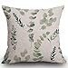 Smooffly Funda de cojín decorativa de hoja verde acuarela multipack de ramas de eucalipto a mano floral con objetos de plantas en blanco verde natural ramita 45,7 x 45,7 cm