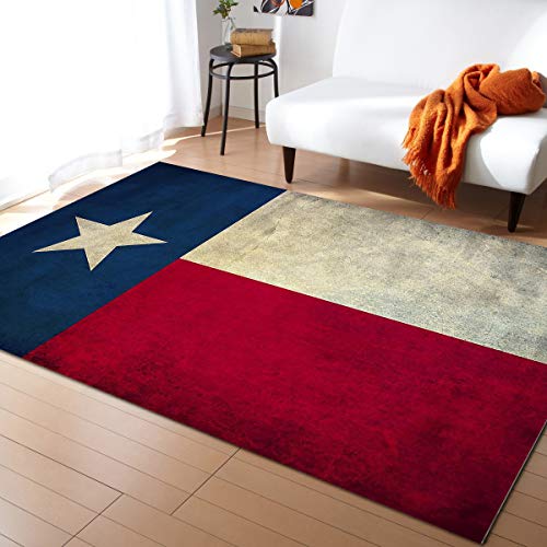 Alfombra De Dormitorio Bandera De Estrellas Retro del Día De La Independencia Bloque De Color Azul Rojo Blanco Antibacterianas Alfombra Atrapar Suciedad,Duradero Alfombra De Piso para 120X160Cm