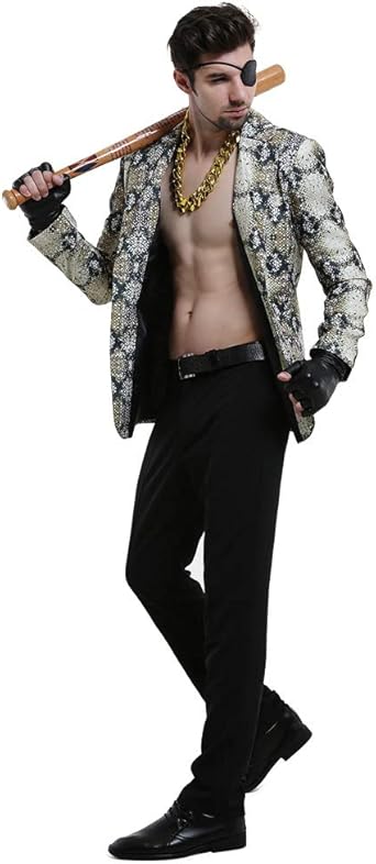 Amazon Miccostumes 男性 ギャング コスプレ 衣装 蛇柄 ジャケット 演出 撮影 クリスマス S コスプレ 仮装 通販