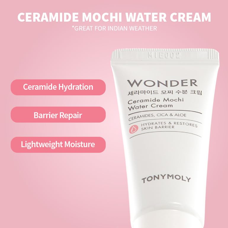 Image of TONYMOLY Wonder Ceramide Mochi Everyday Skin Routine Kit - 3-Piece Mini Korean Skincare Gift Set with Mask-to-Foam Cleanser, Milky Toner & Water Cream - Travel Size Barrier Repair Routine for Dry, Sensitive Skin