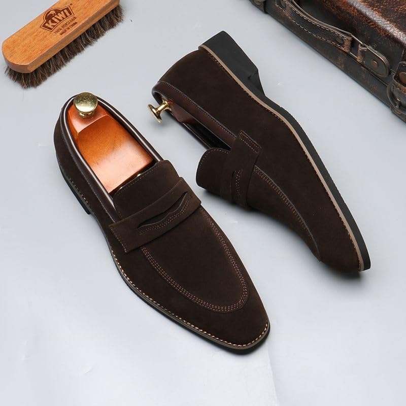 Mens Suede Leather Classic Lace Up Oxford Shoes Men's Casual Genuine Leather Flats Soft Driving Walking Loafer Shoes2