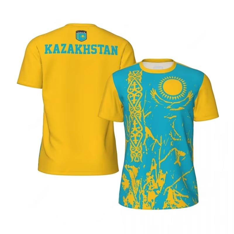 T-shirt Kazakhstan de sport pour homme adulte col rond d'été