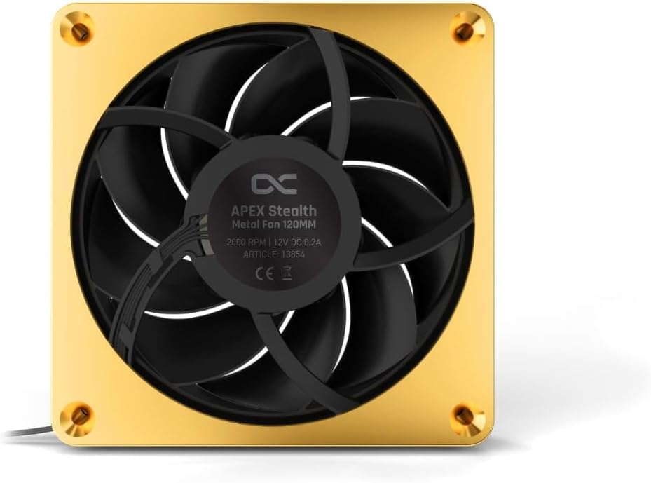 Alphacool Apex Stealth Metal Fan, 2000 RPM, Gold, 3-Pack