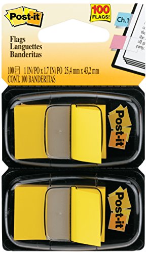 Post-it Flags Value Marking Flags in Dispenser, Yellow, 1 in Wide (680-YW2) 50 Page (Pack of 12)
