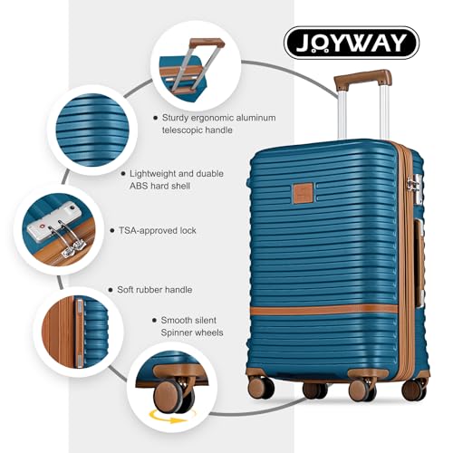 Image of Joyway Carry On Luggage 20 Inch Expandable Suitcase with Spinner Wheel, 3 Piece Hard Shell Luggage Set with TSA Lock(Navy Blue)