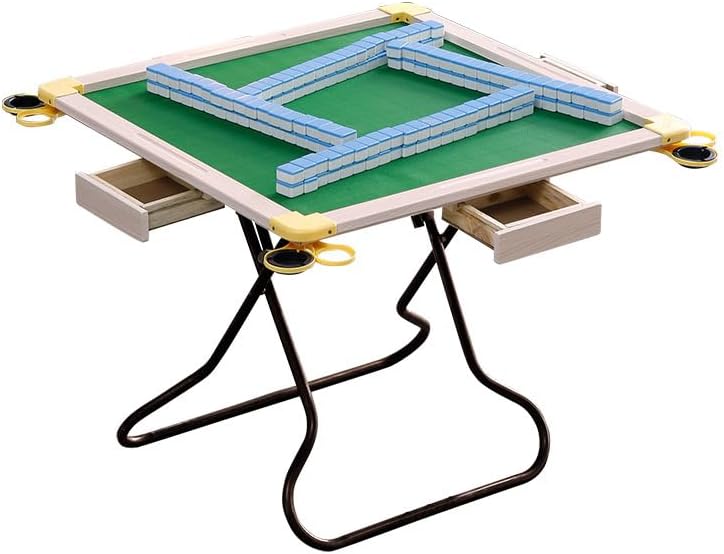 Mahjong Table,Square Folding Card Tables 34.64" Board Game Table for 4 People, Wear-Resistant Desktop Poker Cards, Mahjong,Brown