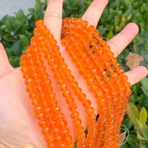 Image of 700pcs Czech Faceted Rondelle Crystal Glass Beads 8mm Bulk Sun (Orange)
