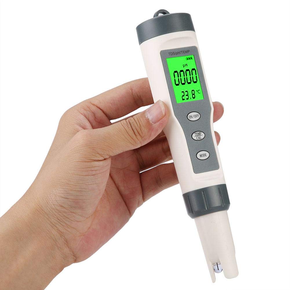Testeur de qualité de l'eau - Compteur de pH - Appareil de mesure du pH - Pour - 3 en 1 - Portable - Digital TDS PH - Température d'aquarium - Piscine d'eau