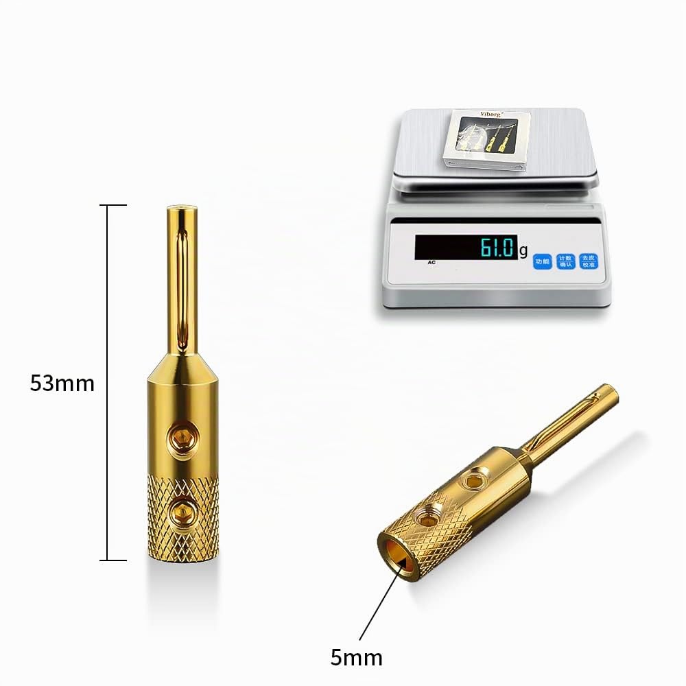 Tertullus 4 connettori di fascia alta in rame puro placcato oro, connettore a banana, connettore HiFi avvitabile per cavo altoparlante fino a 5 mm