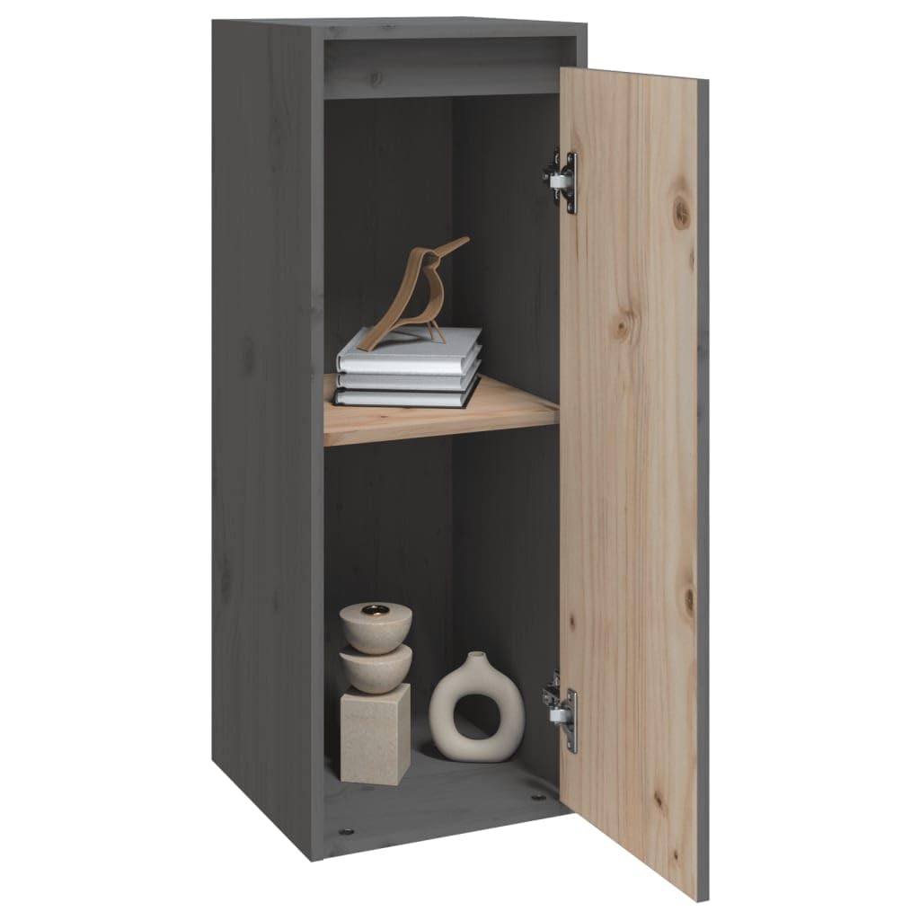 Wandregal Grau 30x30x80 cm Massivholz Kiefer Schwebendes Bücherregal mit Industrial Style für Wohnzimmer Küche und Badezimmer