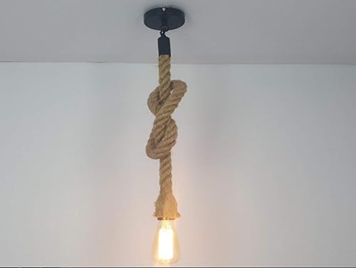 Miniatura 2 de Lámpara de araña de cuerda de cáñamo vintage lámpara de techo industrial Edison E27 cable de lámpara de base estilo retro