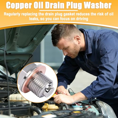 Image of 15 PCS Oil Drain Plug Gasket, 14mm Copper Oil Crush Washer Seals, Copper Oil Drain Plug Washer Gaskets, OEM PN 007603-014106, Replacement Fit for Mercedes Oil Crush Washer