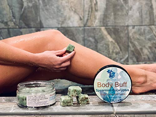 Diva Stuff Sugar Cube Body Buff Scrub, Exfoliates And Hydrates Skin, Pairs With Our Crepey Skin Cream - Spearmint Eucalyptus - 8 Oz (Made In The Usa) #TOP2