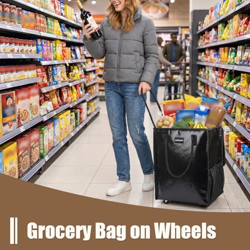 X-Large Grocery Rolling Tote Bag on 5 Wheels, 105L Foldable Shopping Bag by EASYSLWC - Used condition - Image 9