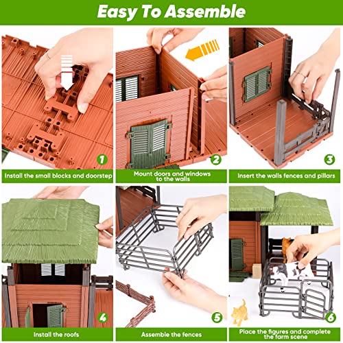 BAZOVE 67PCS Bauernhof Spielset mit Bauernhof Tiere Figuren, Spielzeug Scheune, Zäune und Bäume - leicht zu montieren… – Bild 8