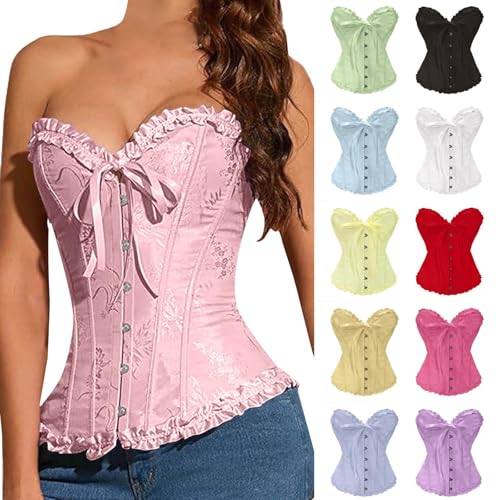 Korsett-Oberteil für Damen, Korsett-Oberteil mit Schnürung, Überbrustkorsett, sexy Braut-Dessous, Satin, Bodyshaper, Halloween, Gothic-Korsett,...