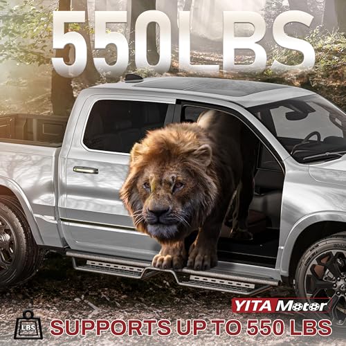 YITAMOTOR Running Boards Compatible with 2019-2026 Ram 1500 Crew Cab, Side Steps with Two-Stair Black Side Rails Nerf Bar by YITAMOTOR - Used condition - Image 6