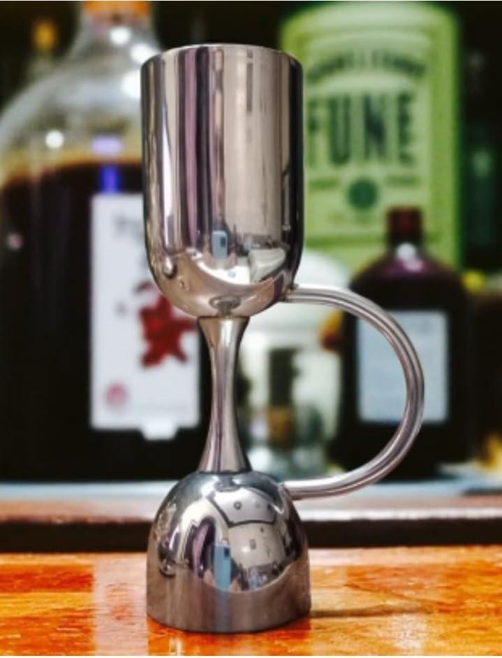 Stainless Steel peg Measurer 30 & 60ml Jigger Bar Cocktail Jigger Shot Glass Metal peg Measure Cup Tool Shot Ounce Bar Mixed Cocktail Beaker Set of 1